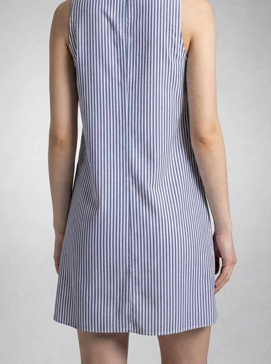 Women's Striped A-Line Knee Length Dress with Scoop Neck