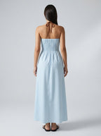 Women's Striped Halter Neck Maxi Dress