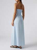 Women's Striped Halter Neck Maxi Dress