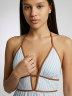 Women's Striped Halter Neck Maxi Dress