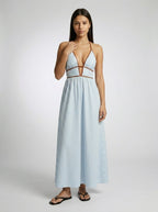 Women's Striped Halter Neck Maxi Dress