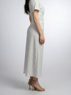 Women's Striped Short Sleeve Ruched Wedding Guest Maxi Dress with Boat Neck