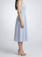 Women's Striped Square Neck Sleeveless Midi Dress