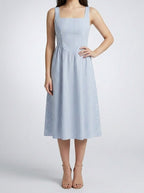 Women's Striped Square Neck Sleeveless Midi Dress