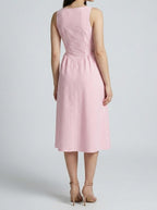 Women's Striped Square Neck Sleeveless Midi Dress