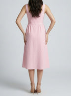 Women's Striped Square Neck Sleeveless Midi Dress