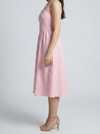 Women's Striped Square Neck Sleeveless Midi Dress