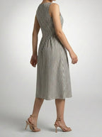 Women's Striped Square Neck Sleeveless Summer Midi Dress
