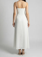 Women's Sweetheart Ruched Wedding Guest Maxi Dress with Spaghetti Straps