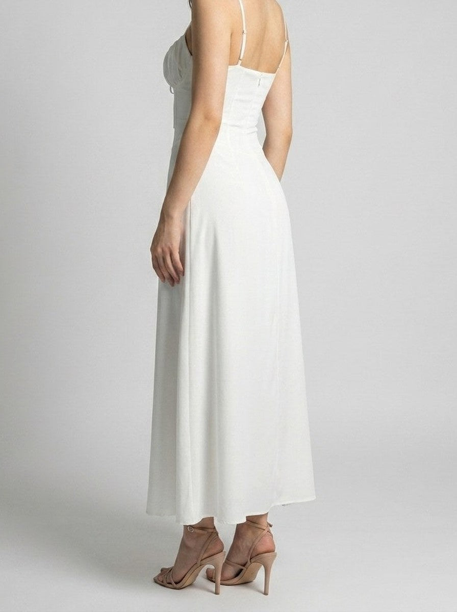 Women's Sweetheart Ruched Wedding Guest Maxi Dress with Spaghetti Straps