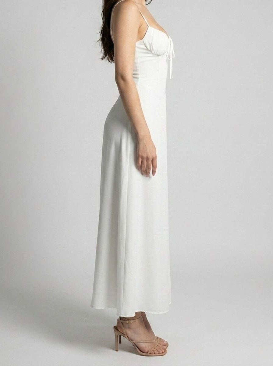 Women's Sweetheart Ruched Wedding Guest Maxi Dress with Spaghetti Straps