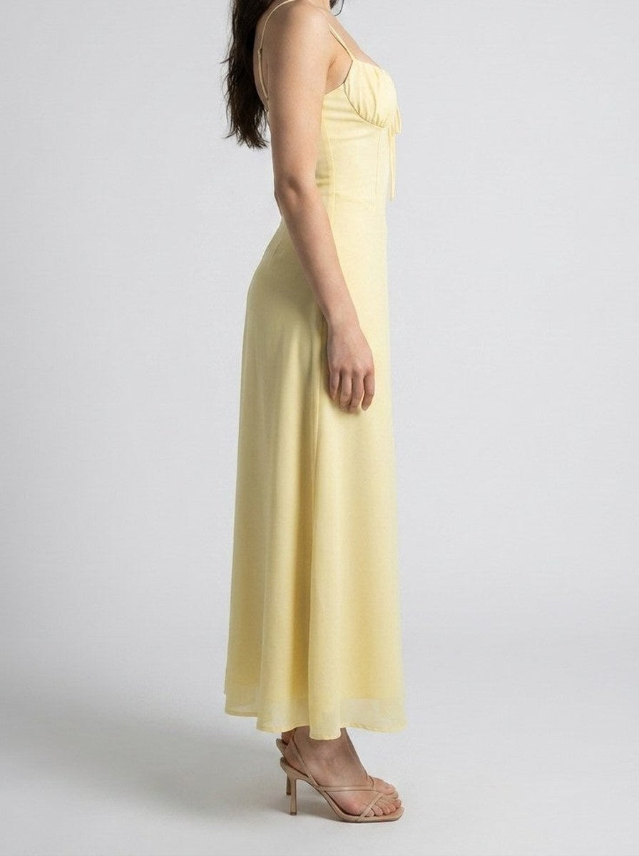 Women's Sweetheart Ruched Wedding Guest Maxi Dress with Spaghetti Straps