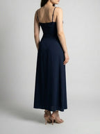 Women's Sweetheart Ruched Wedding Guest Maxi Dress with Spaghetti Straps