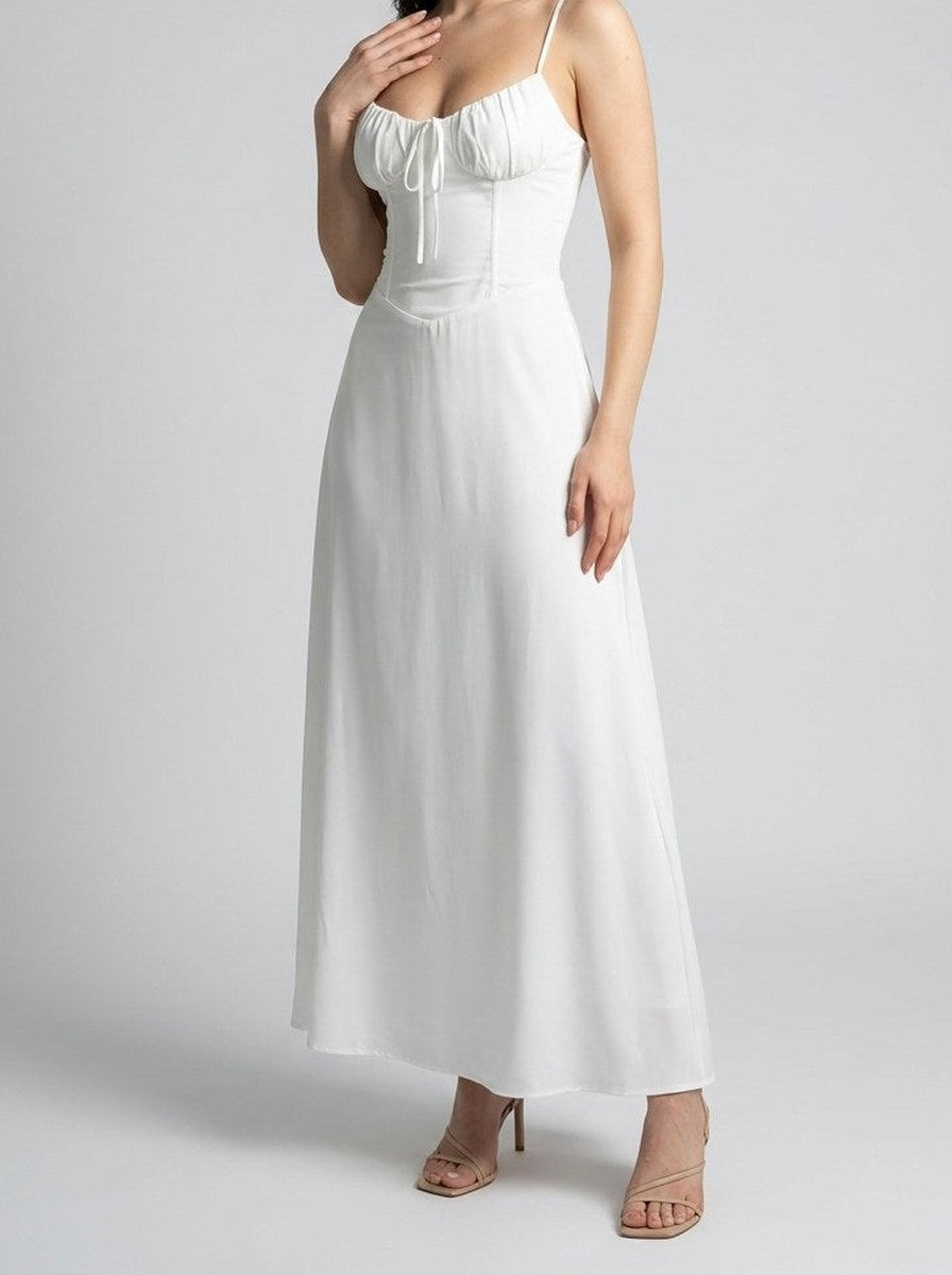 Women's Sweetheart Spaghetti Strap Ruched Occasion Maxi Dress