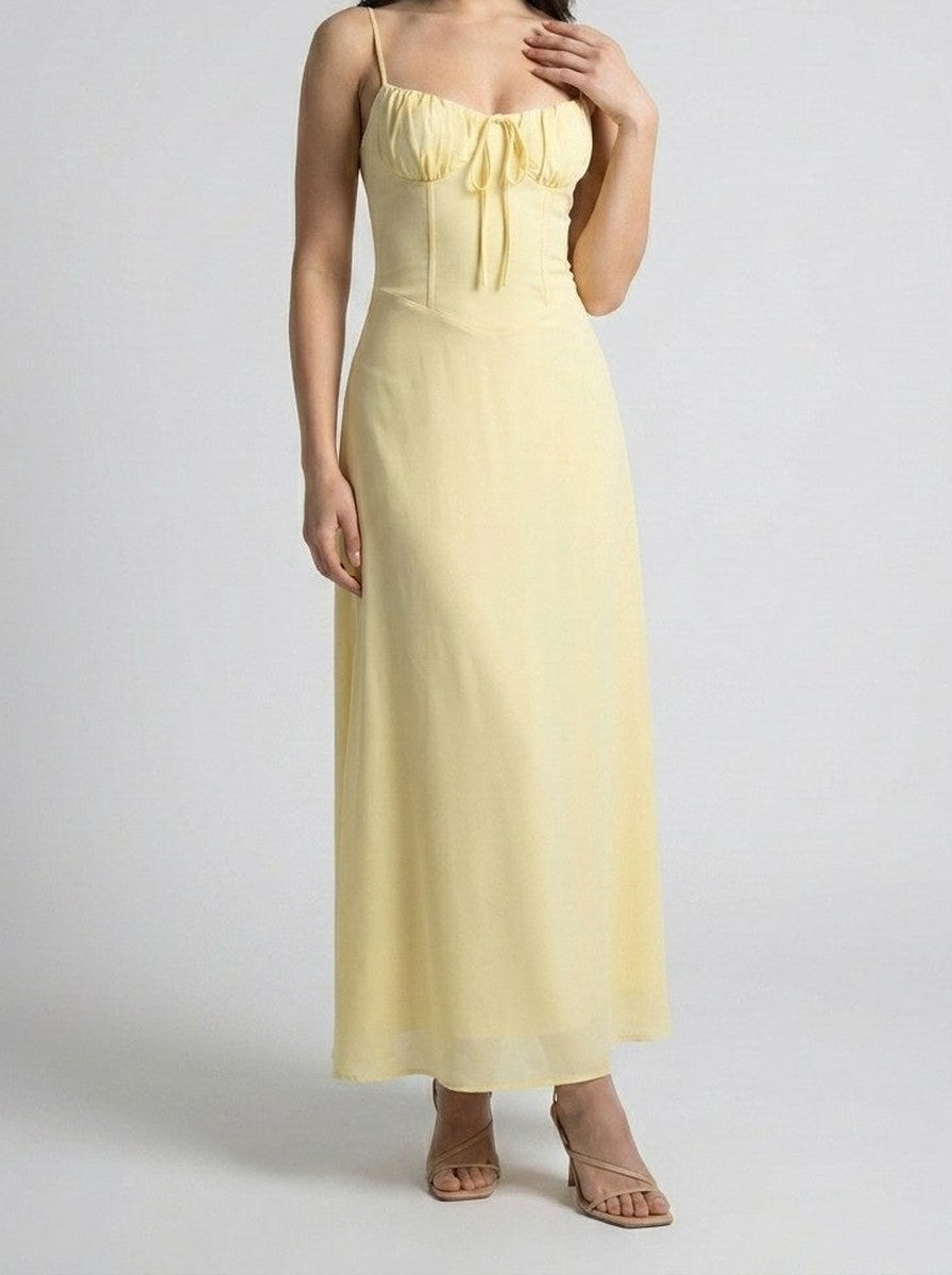 Women's Sweetheart Spaghetti Strap Ruched Wedding Guest Maxi Dress