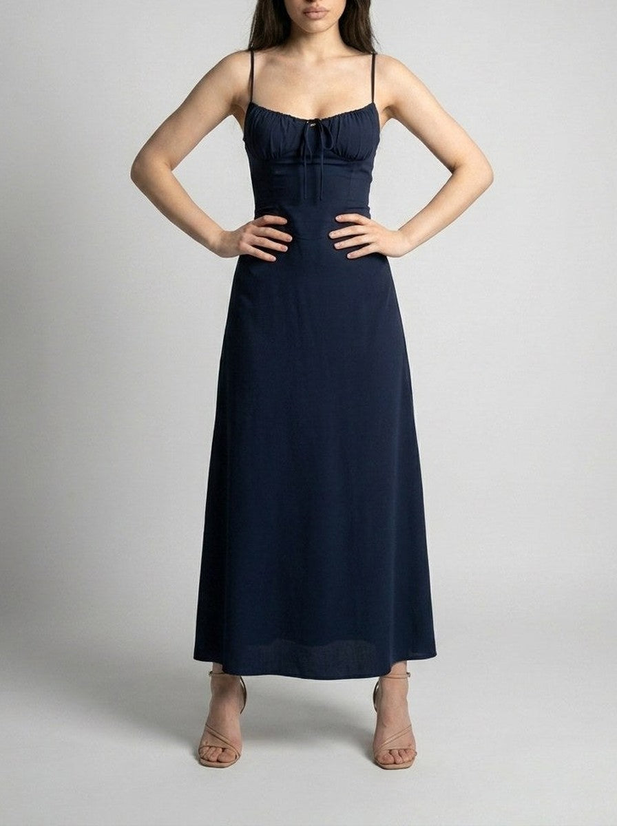 Women's Sweetheart Spaghetti Strap Ruched Wedding Guest Maxi Dress