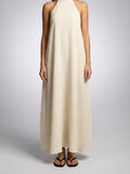 Women's Textured Sleeveless Maxi Dress with Halter Neck