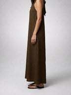 Women's Textured Sleeveless Maxi Dress with Halter Neck