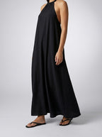 Women's Textured Sleeveless Maxi Dress with Halter Neck