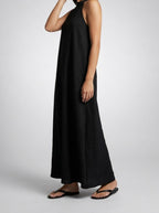 Women's Textured Sleeveless Maxi Dress with Halter Neck