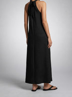 Women's Textured Sleeveless Maxi Dress with Halter Neck