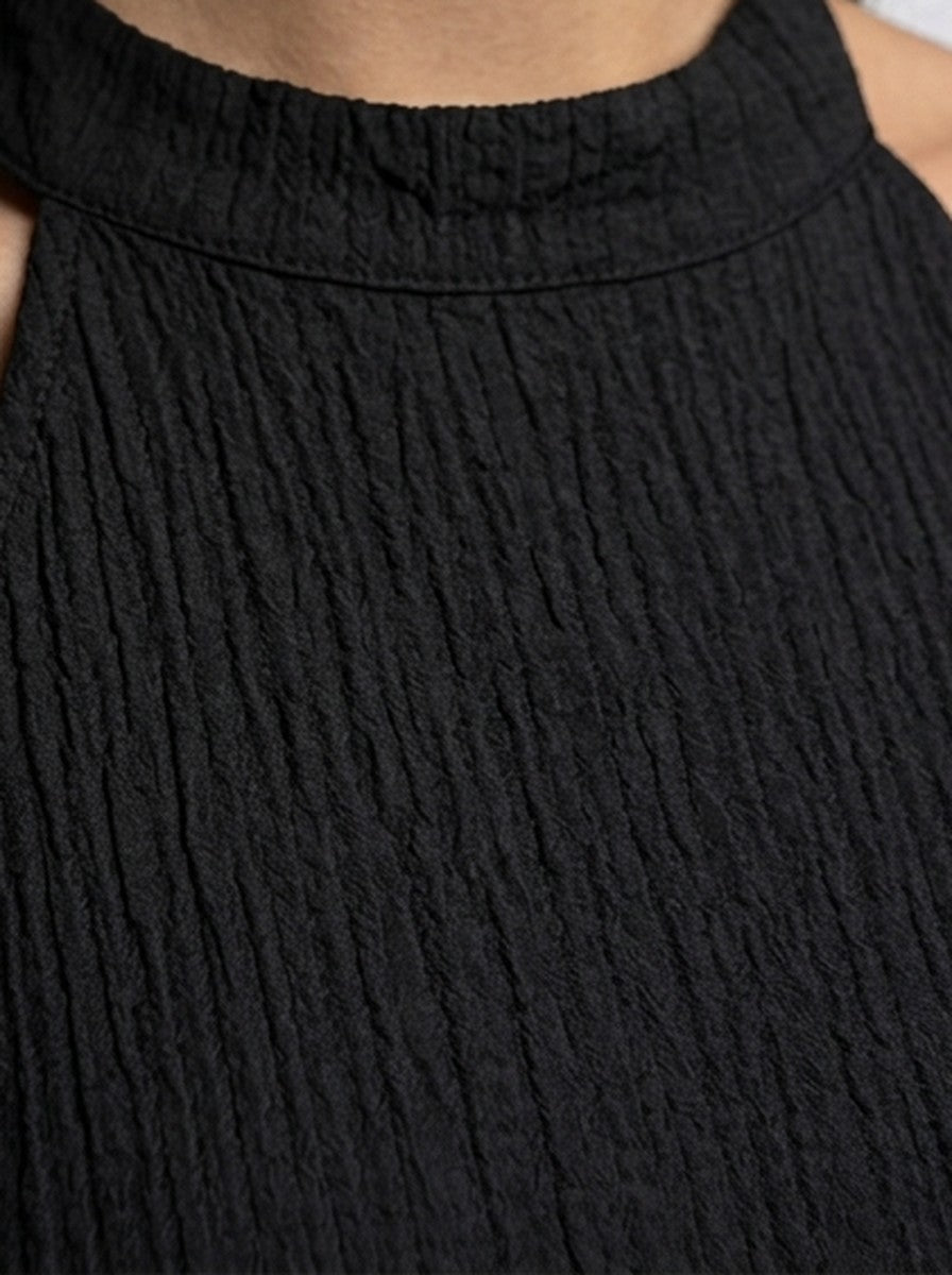 Women's Textured Sleeveless Maxi Dress with Halter Neck