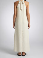 Women's Textured Sleeveless Maxi Dress with Halter Neck