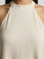 Women's Textured Sleeveless Maxi Dress with Halter Neck