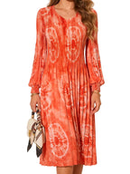 Women’s Tie-Dye Pleated Midi Dress