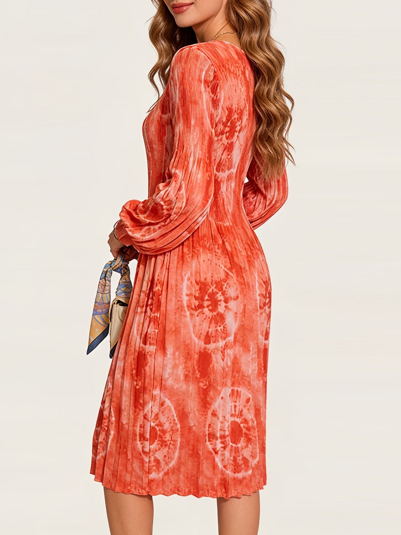 Women’s Tie-Dye Pleated Midi Dress