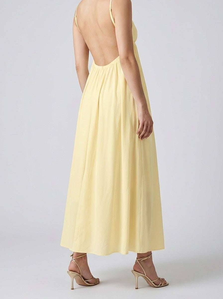 Women's V-Neck Spaghetti Strap A-Line Summer Maxi Dress