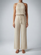 Women's Wide Leg Jumpsuit with Halter Neck