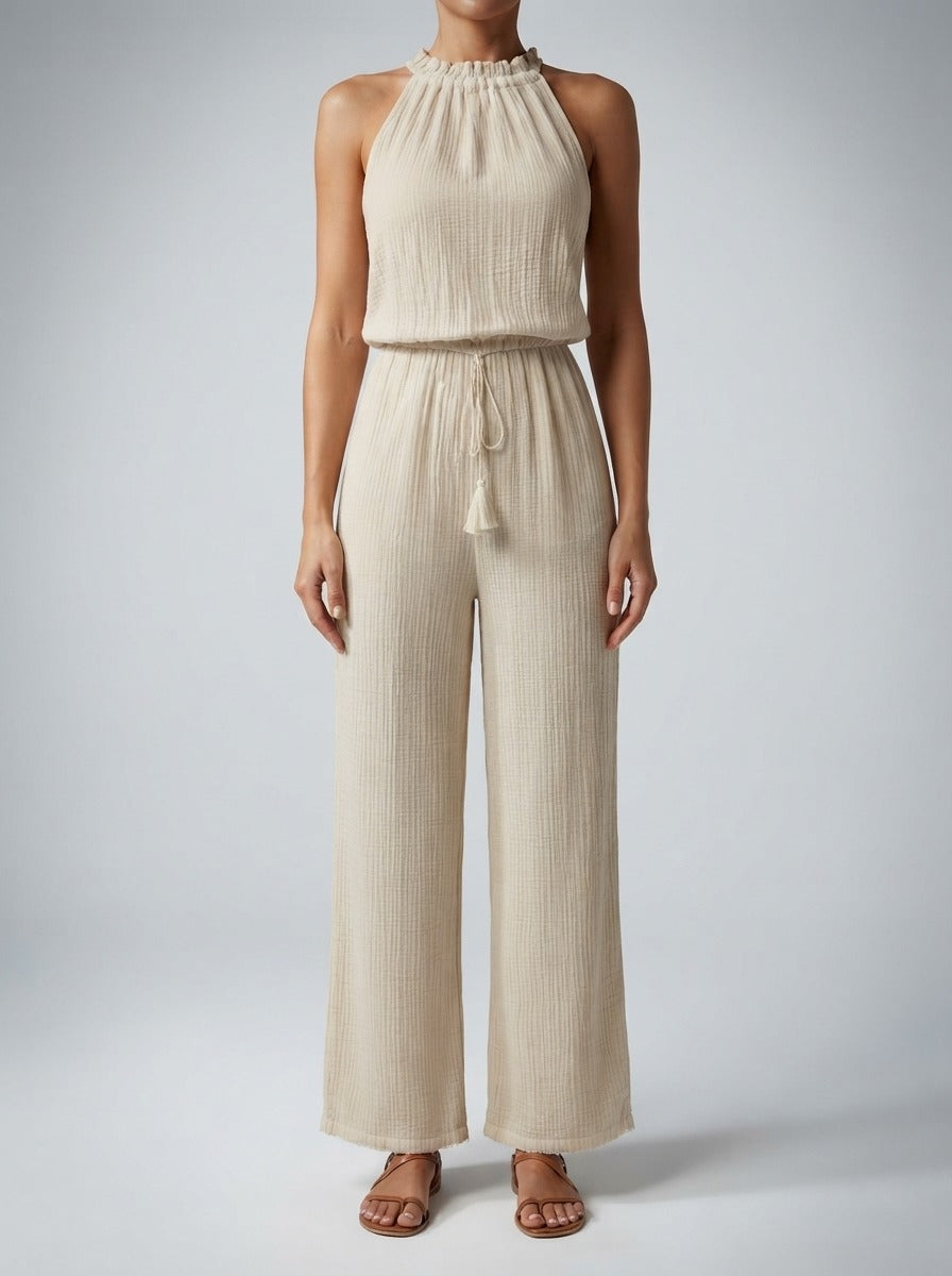Women's Wide Leg Jumpsuit with Halter Neck
