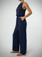 Women's Wide Leg Jumpsuit with Halter Neck
