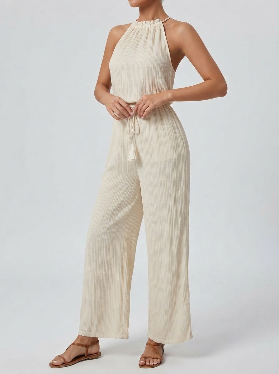Women's Wide Leg Jumpsuit with Halter Neck