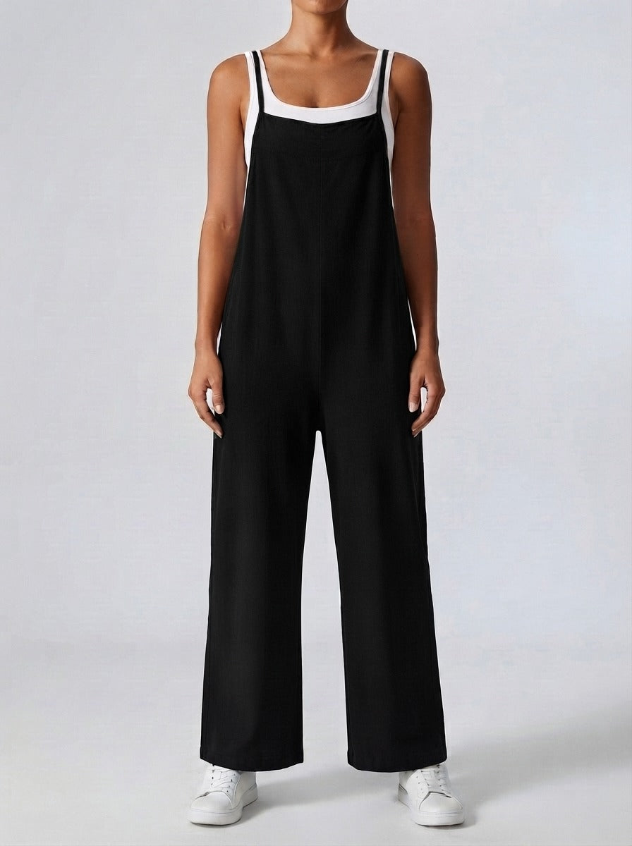 Women's Wide Leg Jumpsuit with Square Neck