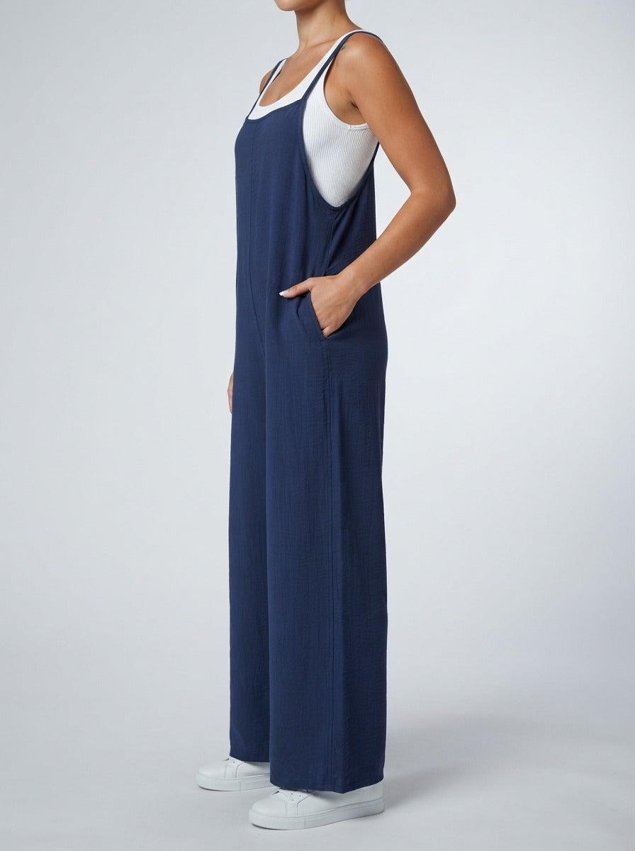 Women's Wide Leg Jumpsuit with Square Neck