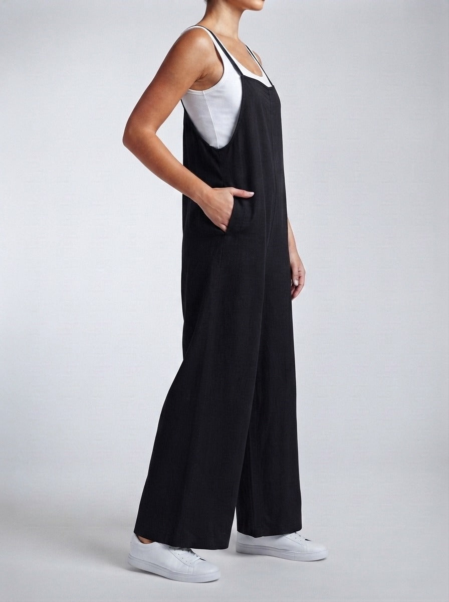 Women's Wide Leg Jumpsuit with Square Neck