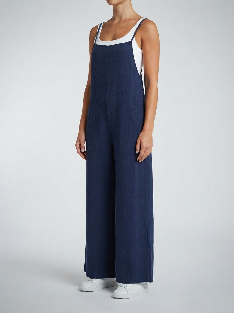 Women's Wide Leg Jumpsuit with Square Neck