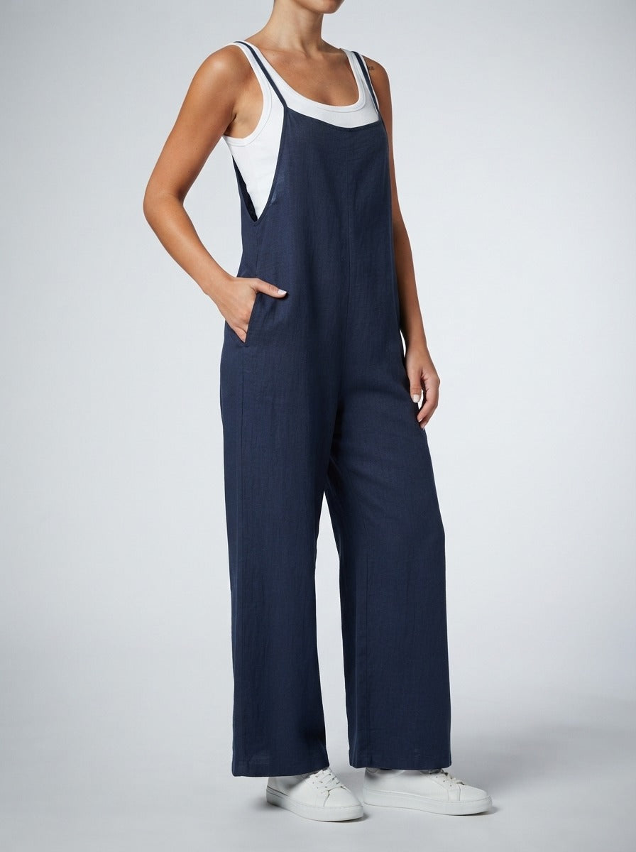Women's Wide Leg Jumpsuit with Square Neck