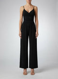 Women's Wide Leg Jumpsuit with Wrap V-Neck