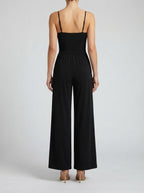 Women's Wide Leg Jumpsuit with Wrap V-Neck
